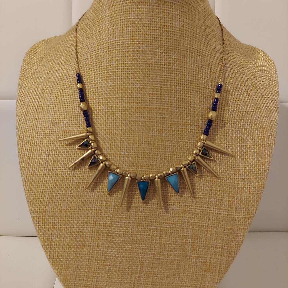 Loft Gold Tone and Purple Beaded 16" Statement Necklace